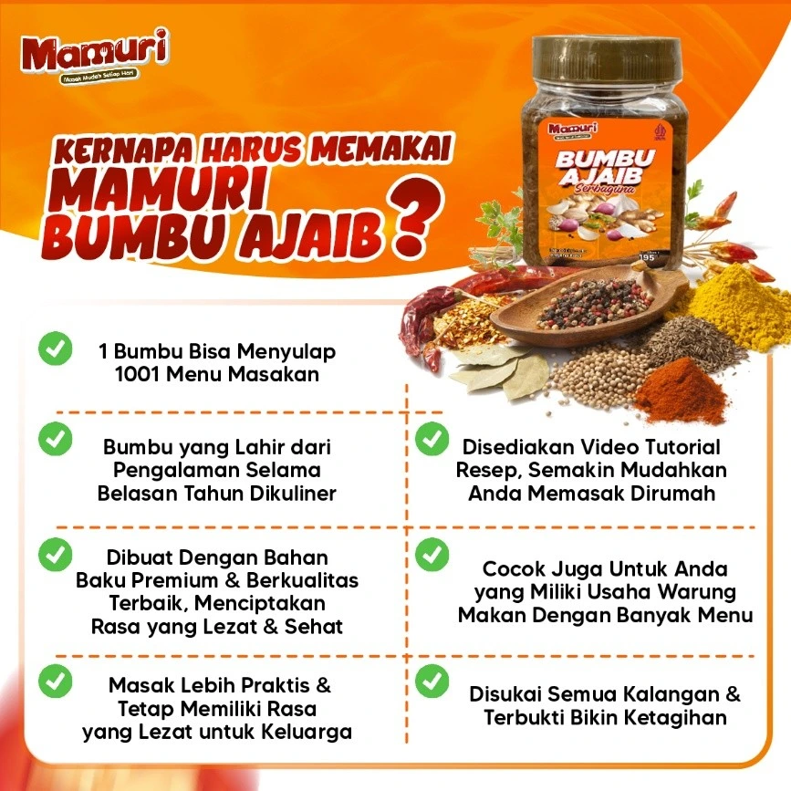 Mamuri - Bumbu Masak Ajaib Bumbu Dapur Lengkap Serbaguna Masak Instan 195gr Halal - Image 4